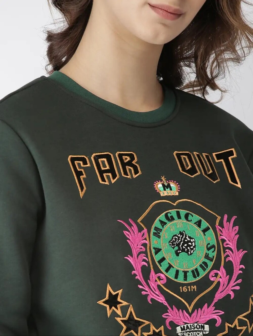 SCOTH & SODA Maison Expedition Express Embroidered Sweatshirt Women's S Green